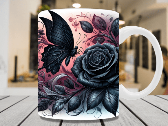 Download Floral Butterfly Dark Aesthetic Mug Wrap - Premium Bundle