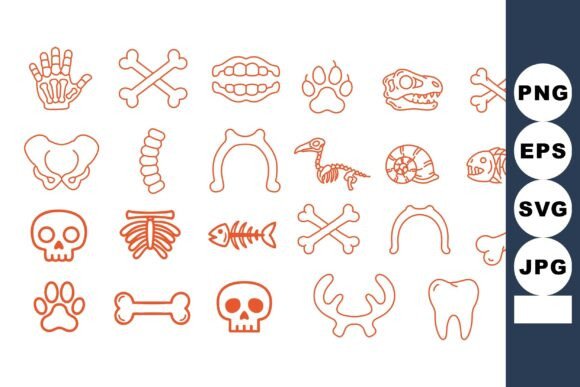 Download Orange Line Art Bone &amp; Skull Icons - Icons Collection