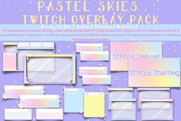Download Pastel Skies Twitch Stream Package - Twitch stream Collection