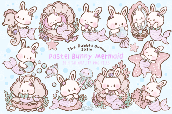 Download Kawaii Pastel Bunny Mermaid Clipart - Premium Resources