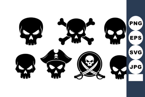 Download Pirate Skull Icons Set with Crossbones a - Icons Collection