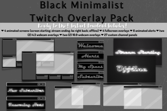 Download Black Minimalist Twitch Stream Package - Twitch stream Collection