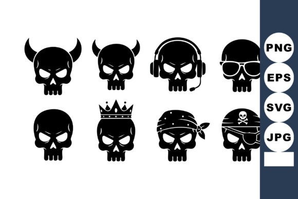 Download Skull Icons with Horns Crown Headphones - Icons Collection