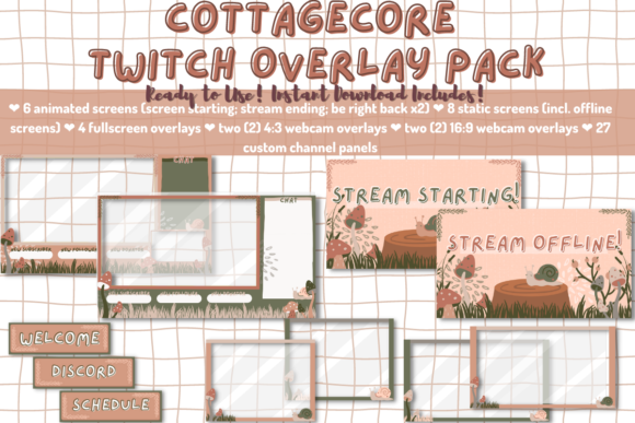 Download Cottagecore Twitch Stream Overlay Pack - Twitch stream Collection